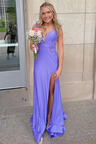 Deep V-neck Appliques Prom Dresses, Newest Mermaid Bridesmaid Dresses, Newest Long Prom Dresses