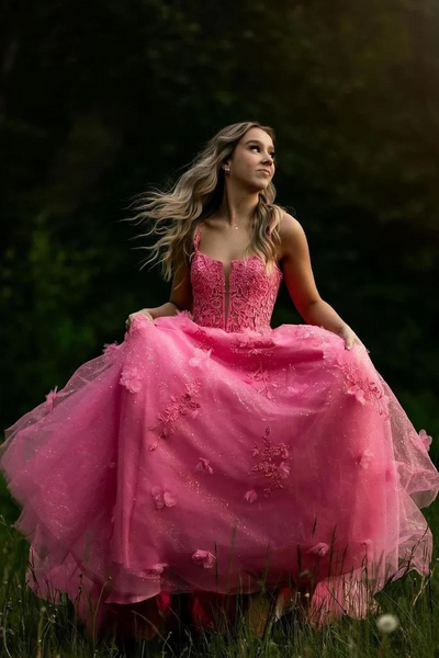 Elegant Appliques Wedding Dresses, A-line Newest Long Prom Dresses, Lace Bridal Gowns