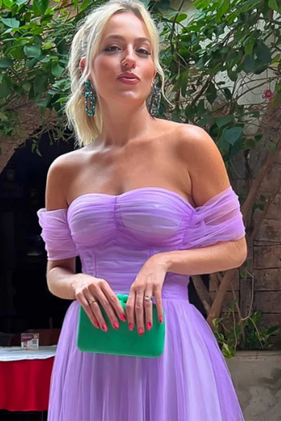 Simple A-line Newest Long Prom Dresses, Off Shoulder 2025 Party Dresses, Elegant Wedding Guest Dresses