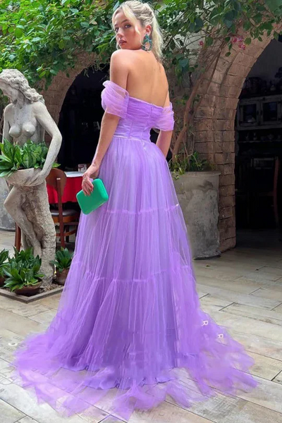 Simple A-line Newest Long Prom Dresses, Off Shoulder 2025 Party Dresses, Elegant Wedding Guest Dresses