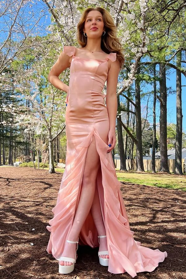 Side Slit Popular Bridesmaid Dresses, 2025 Newest Long Prom Dresses, Mermaid Wedding Guest Dresses