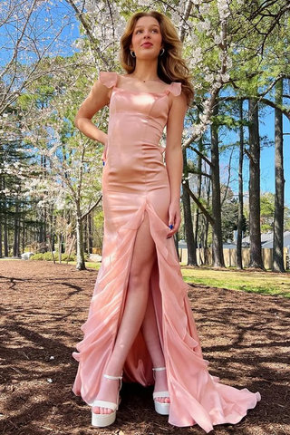 Side Slit Popular Bridesmaid Dresses, 2025 Newest Long Prom Dresses, Mermaid Wedding Guest Dresses