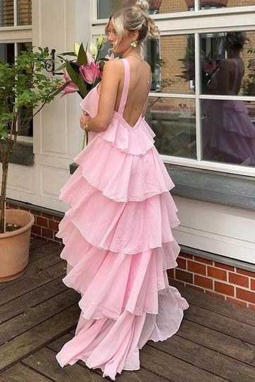 Pink A-line Fashion Bridesmaid Dresses, Chiffon Sleeveless Long Formal Dresses, 2025 Newest Long Prom Dresses