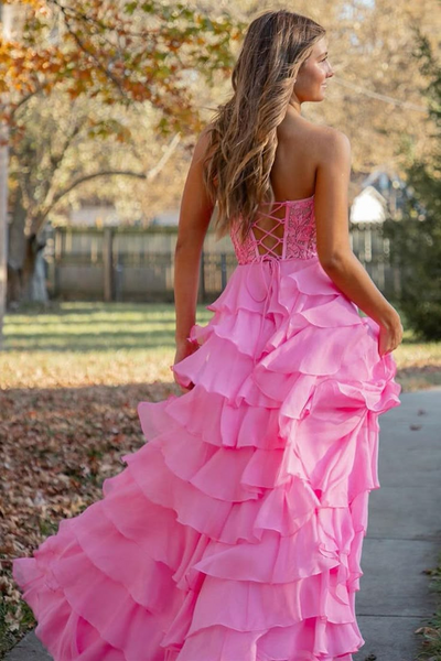 Sweetheart Puffy Tired Newest Long Prom Dresses, 2025 Girl Graduation Evening Party Dresses