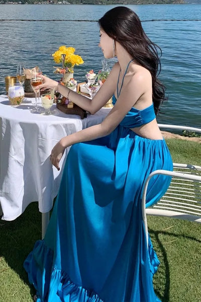 A-line Holiday Dresses, Halter Newest Long Prom Dresses, Simple Bridesmaid Dresses