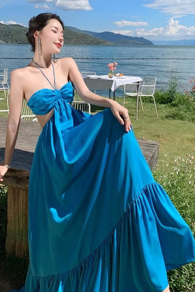 A-line Holiday Dresses, Halter Newest Long Prom Dresses, Simple Bridesmaid Dresses