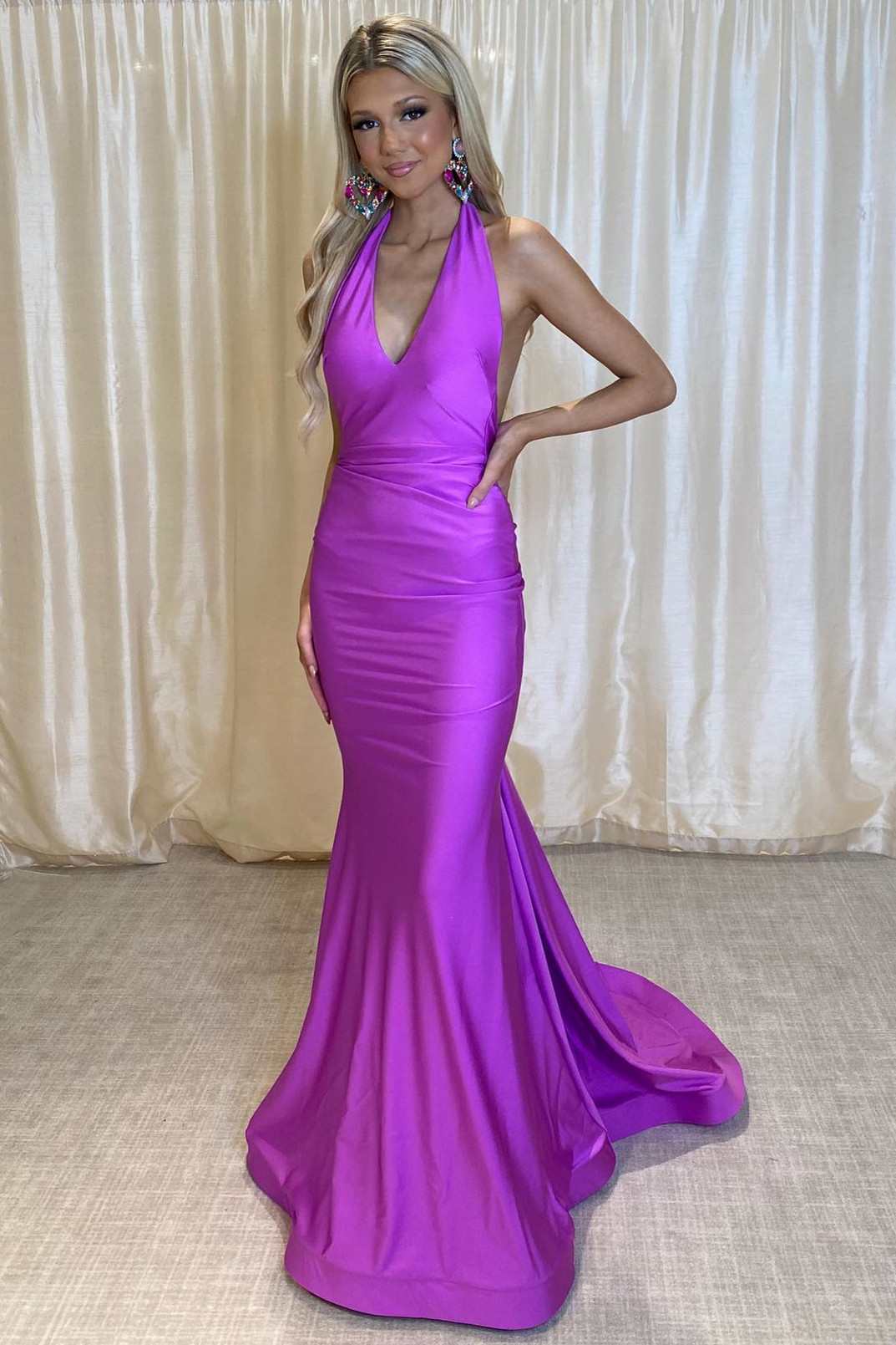 Halter Sexy Newest Long Prom Dresses, 2025 Mermaid Bridesmaid Dresses, Evening Party Dresses