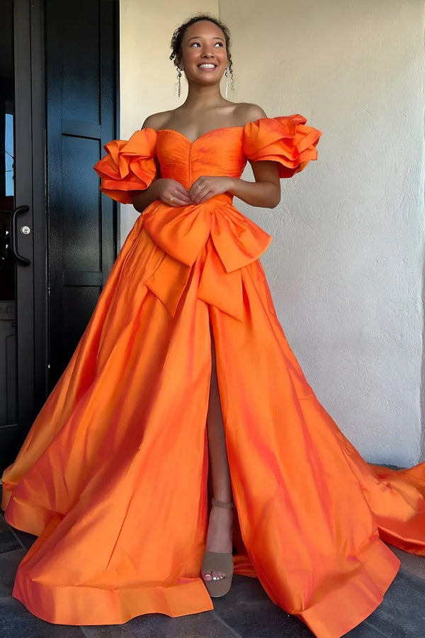 A-line Newest Long Prom Dresses, Off Shoulder Party Dresses, 2025 Wedding Guest Dresses