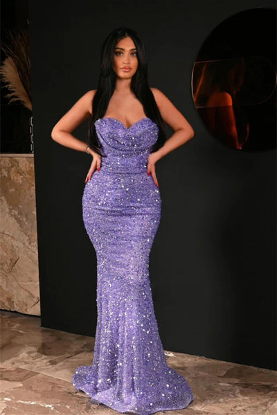 Sweetheart Shiny Mermaid Prom Dresses, Sexy Long Prom Dresses, Newest Prom Dresses
