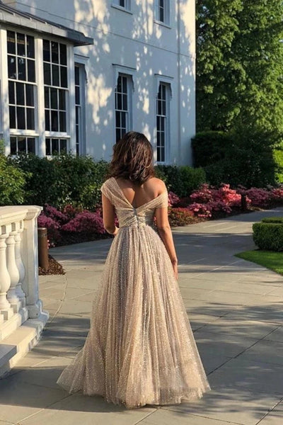 Newest Long Prom Dresses, A-line Sequins Prom Dresses, 2020 Prom Dresses