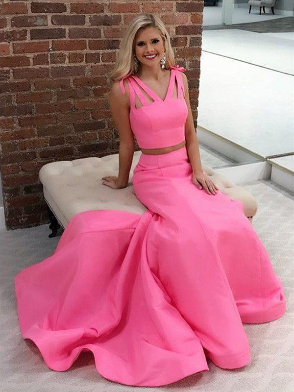 Two Pieces Newest Long Prom Dresses, Fancy Prom Dresses