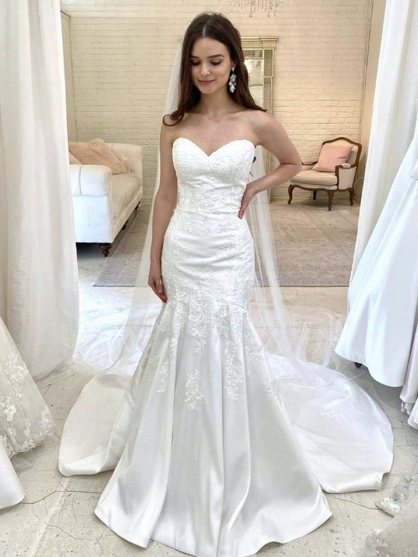 Sweetheart Design Lace Wedding Dresses, Mermaid Popular Wedding Dresses