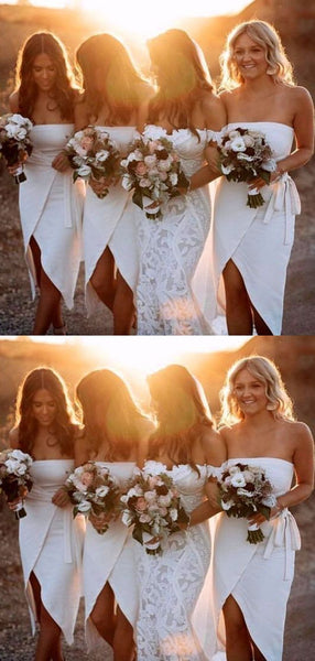 Simple Wedding Bridesmaid Dresses 2020, Strapless Wedding Guest Dresses