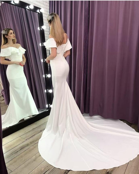 Off The Shoulder Simple Wedding Dresses, Mermaid Wedding Dresses