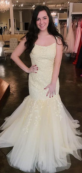 Mermaid Popular Lace Prom Dresses, Fancy Long Prom Dresses 2020