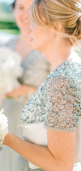 Sequins Popular Long Bridesmaid Dresses, 2020 V-neck Bridesmaid Dresses