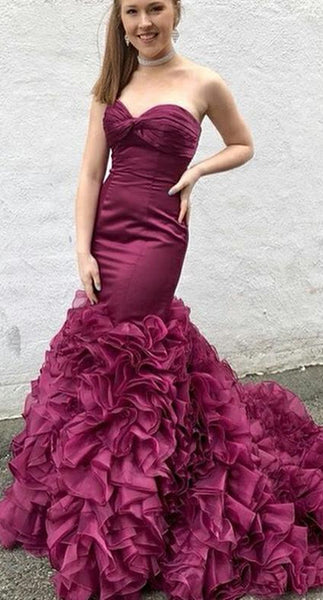 Strapless Long Prom Dresses 2020, Unqiue Design Mermaid Long Prom Dresses