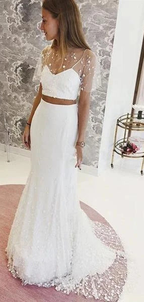 Cap Sleeves Popular Long Wedding Dresses, Newest Appliques Wedding Dresses