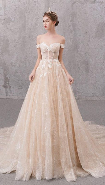 Fashion Lace Long Wedding Dresses, High Quality A-line Wedding Dresses