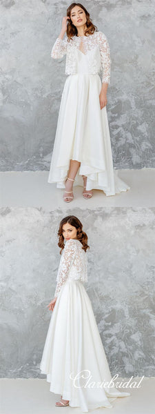 Simple Elegant Lace Jacket A-line Satin Wedding Dresses