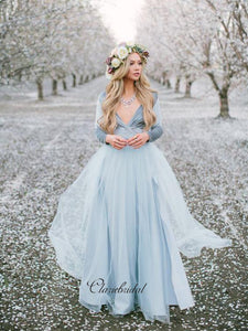 Long Sleeves V-neck Wedding Dresses, A-line Wedding Dresses