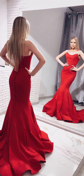 Newest 2020 Mermaid Long Prom Dresses, Popular Strapless Prom Dresses