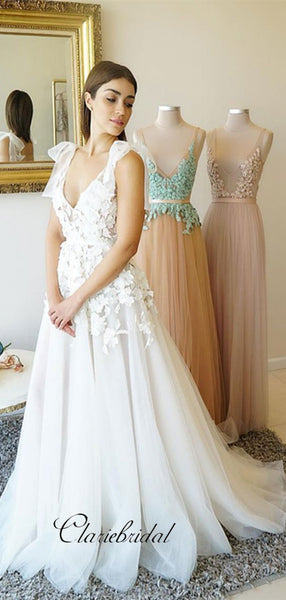 Elegant Appliques A-line Wedding Dresses, Fancy Lace Bridal Gowns, New Wedding Dresses