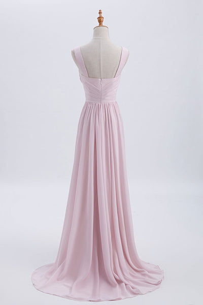 V-neck Hi-low Chiffon Bridesmaid Dresses, Long Bridesmaid Dresses, Cheap Bridesmaid Dresses