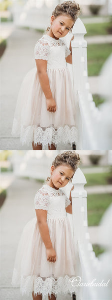 Short Lace Tulle Lovely Flower Girl Dresses