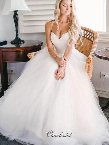 Sweetheart A-line Wedding Dresses, Strapless Wedding Dresses, Bridal Gowns