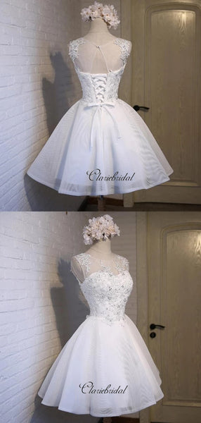 Short A-line Homecoming Dresses, Lace Beaded Homecoming Dresses