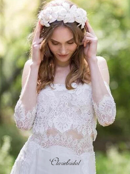 Elegant Lace Wedding Dresses, Off The Shoulder A-line Wedding Dresses