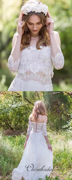 Elegant Lace Wedding Dresses, Off The Shoulder A-line Wedding Dresses