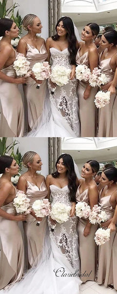 Spaghetti Straps Sexy Bridesmaid Dresses, Simple Cheap Bridesmaid Dresses