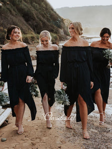 Popular Long Sleeves Off The Shoulder Bridesmaid Dresses