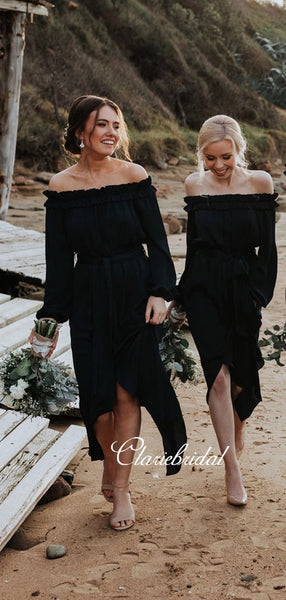 Popular Long Sleeves Off The Shoulder Bridesmaid Dresses