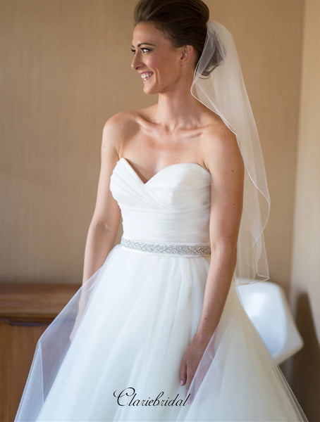 Strapless A-line Sweetheart Wedding Dresses, Beaded Wedding Dresses