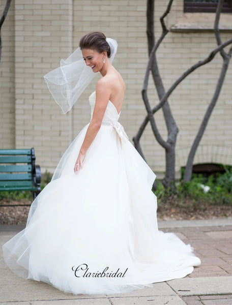 Strapless A-line Sweetheart Wedding Dresses, Beaded Wedding Dresses