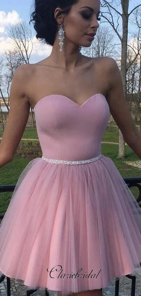 Strapless Tulle Homecoming Dresses, Home Party Short Prom Dresses
