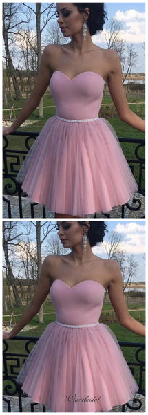 Strapless Tulle Homecoming Dresses, Home Party Short Prom Dresses