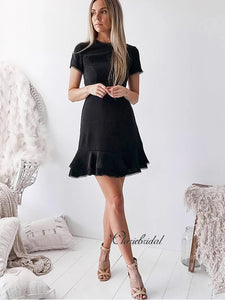 Black Short Prom Dresses, A-line Simple Design Homecoming Dresses