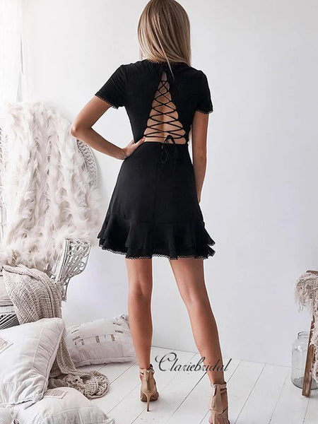 Black Short Prom Dresses, A-line Simple Design Homecoming Dresses