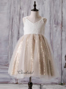 Lace Flower Girl Dresses, Sequins Flower Girl Dresses