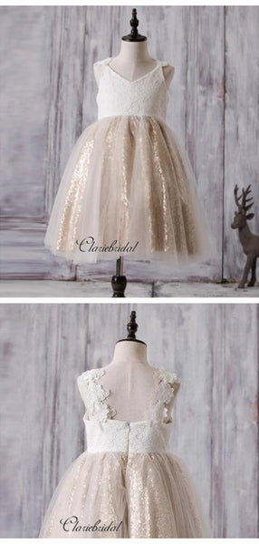 Lace Flower Girl Dresses, Sequins Flower Girl Dresses