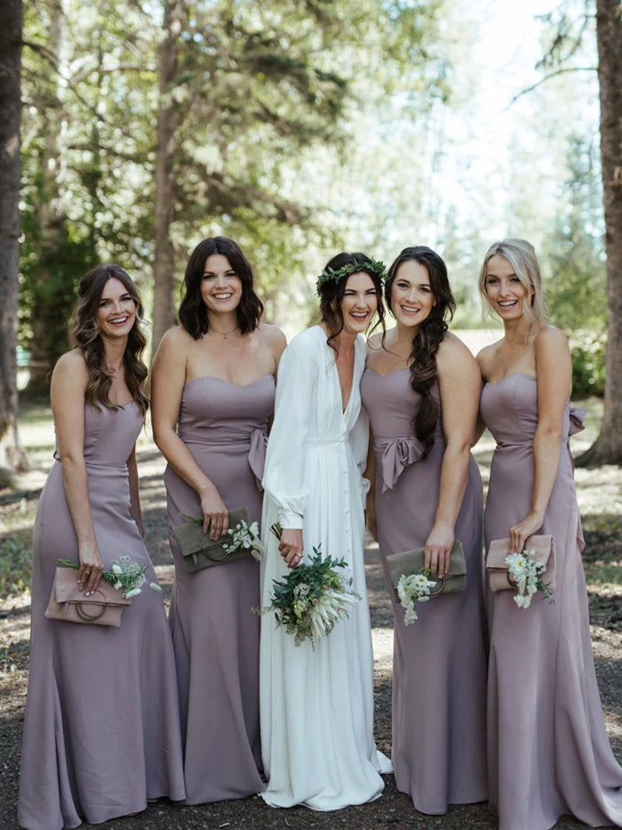 Sweetheart Long Mermaid Grey Bridesmaid Dresses, Long Bridesmaid Dresses, Popular Bridesmaid Dresses