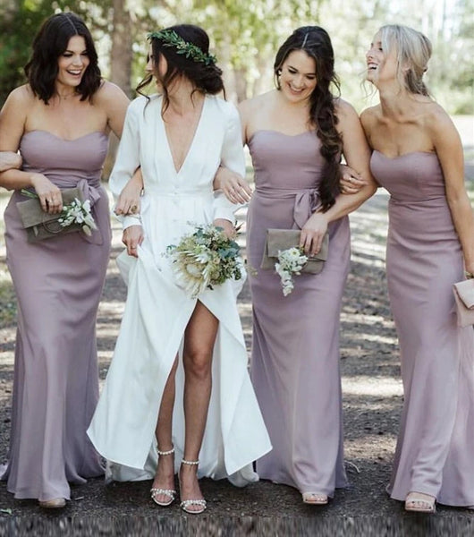 Sweetheart Long Mermaid Grey Bridesmaid Dresses, Long Bridesmaid Dresses, Popular Bridesmaid Dresses