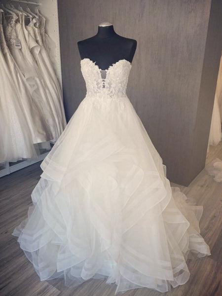 Sweetheart A-line Tulle Wedding Dresses, Popular Lace Wedding Dresses