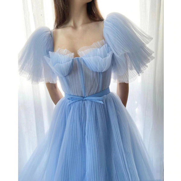 Pale Blue Long A-line Prom Dresses, Princess Long Prom Dresses, 2021 Prom Dresses, Popular Prom Dresses