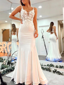 Elegant Appliques Newest Wedding Dresses, Mermaid Lace Wedding Guest Dresses, 2022 Long Prom Dresses