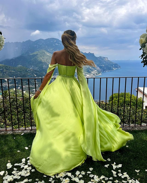 Bohemian A Line Off the Shoulder  Prom Dresses, Chiffon Long Prom Dresses, 2023 Newest Long Prom Dresses